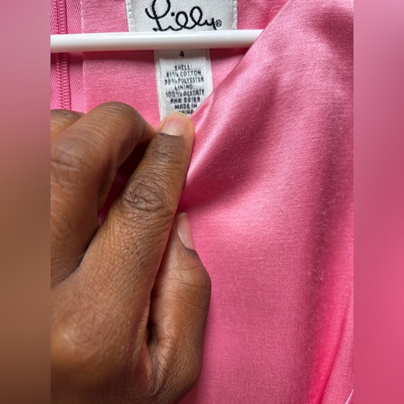 VTG  lilly pulitzer dress Satin Pink Women's Size 4 Rhinestone Buttons Shealth - Picture 6 of 9